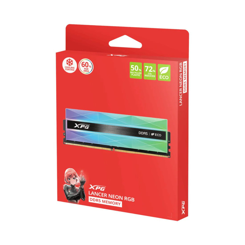 Adata XPG Lancer Neon 48GB (2x24GB) DDR5 7200mhz RGB Ram - Silver Gray - الذاكرة العشوائية